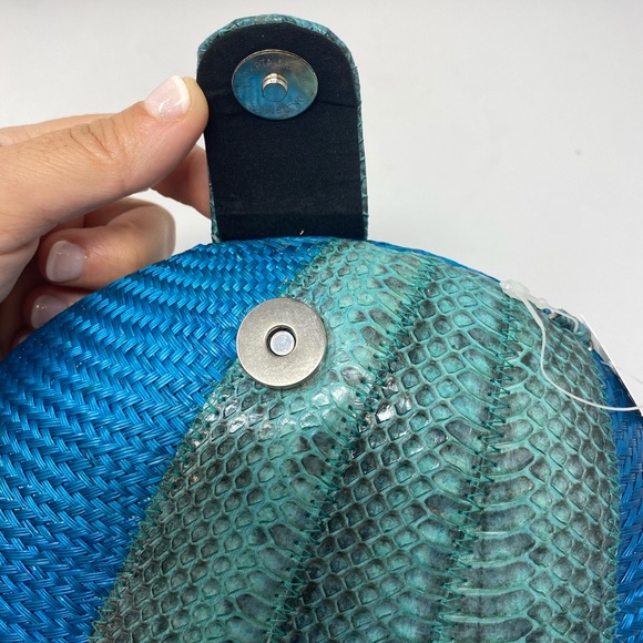 Straw & Python Clutch w/Chain - Picture 9 of 9